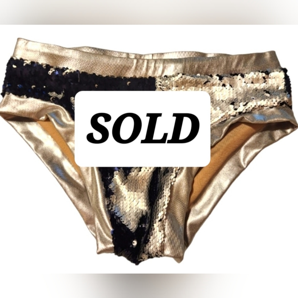 SEQUIN REVERABLE Blue & sliver festival wear boyshorts swim bottom.